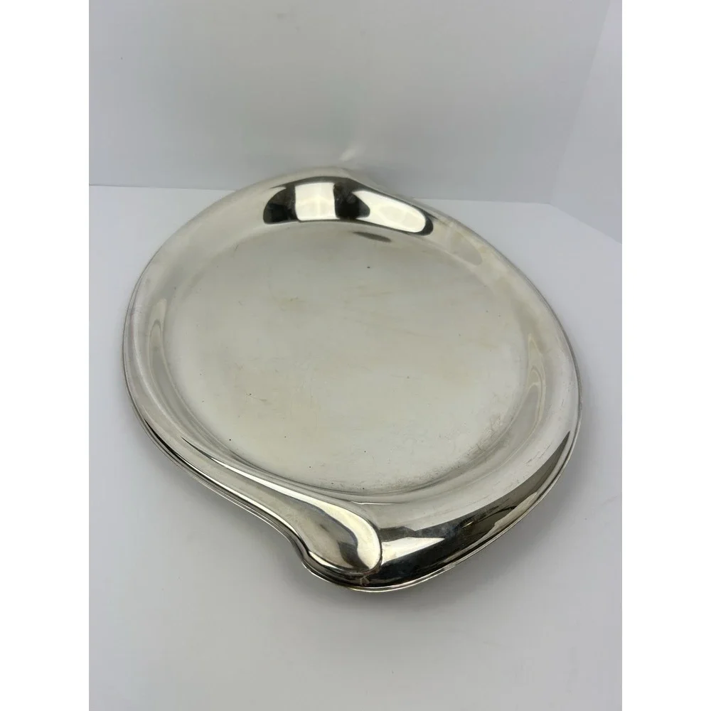 VTG 1847 Rogers Bros Flair Silverplate Oval Serving Tray Int. Silver Mid Century